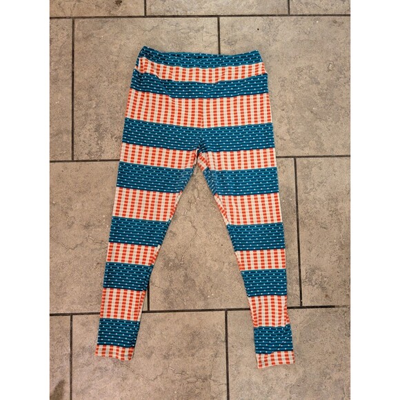 LuLaRoe Leggings Women’s One Size OS Red White Blue Stars Stripes Patriotic 2-10 - Picture 4 of 4